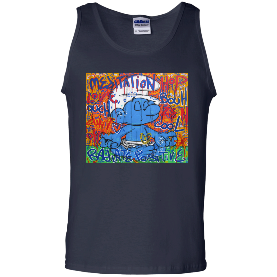 "MEDITATION SMURF" 100% Cotton Tank Top