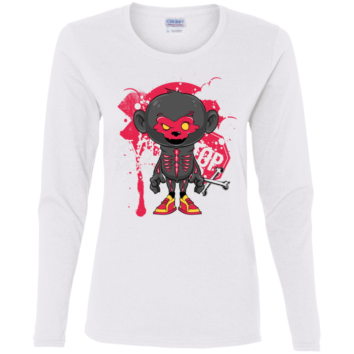 "EVIL MONKEY" Ladies' Cotton LS T-Shirt