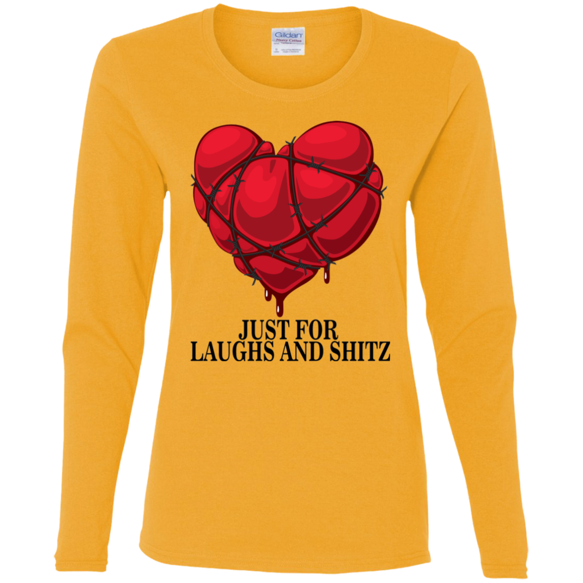 "MY BLOODY HEART" Ladies' Cotton LS T-Shirt in black print