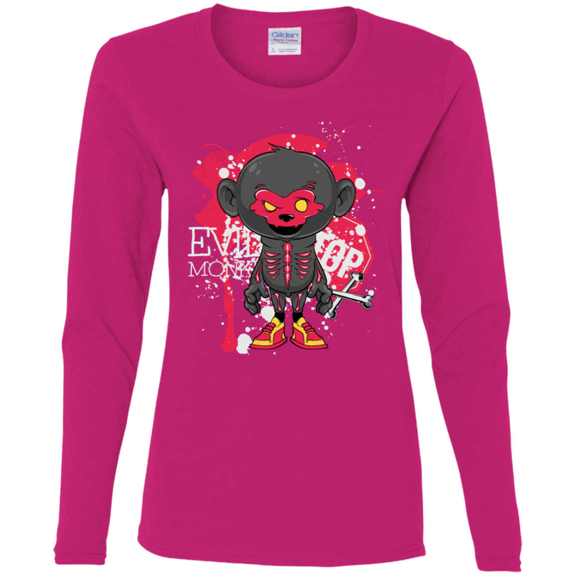 "EVIL MONKEY" Ladies' Cotton LS T-Shirt