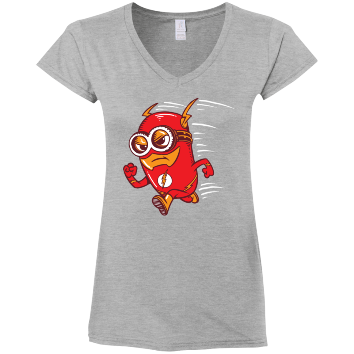 "FLASH MINION" Ladies' Fitted Softstyle 4.5 oz V-Neck T-Shirt