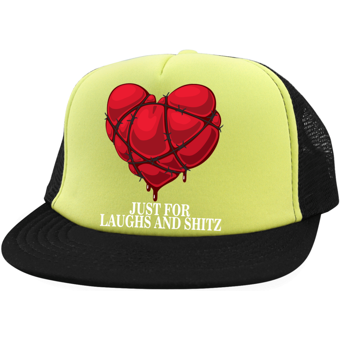 "MY BLOODY HEART" in white print Trucker Hat with Snapback