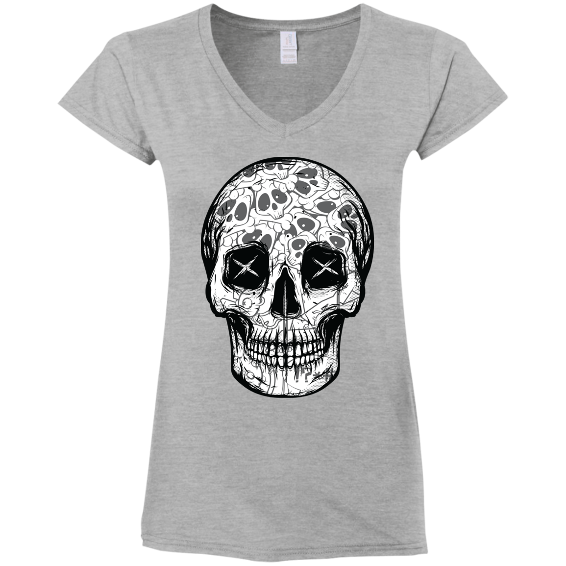 "SKULL HEADS" Ladies' Fitted Softstyle 4.5 oz V-Neck T-Shirt