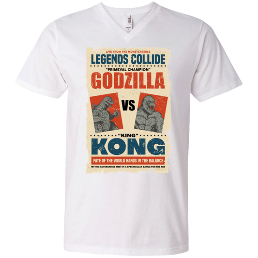 "GODZILLA VS KONG" Men's Printed V-Neck T-Shirt