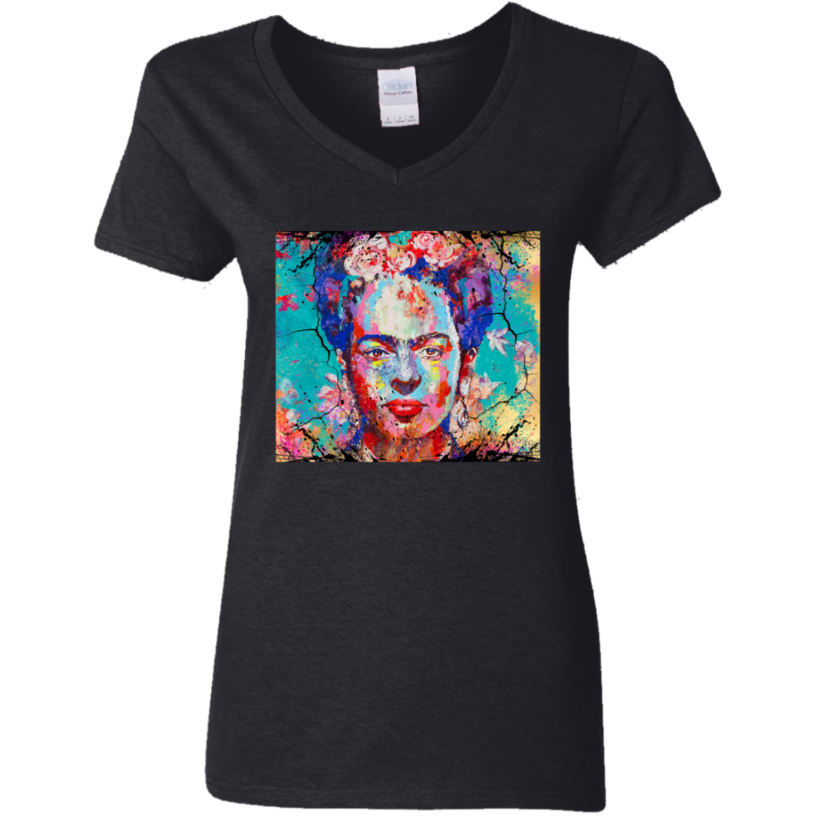 "FRIDA"  Ladies' 5.3 oz. V-Neck T-Shirt