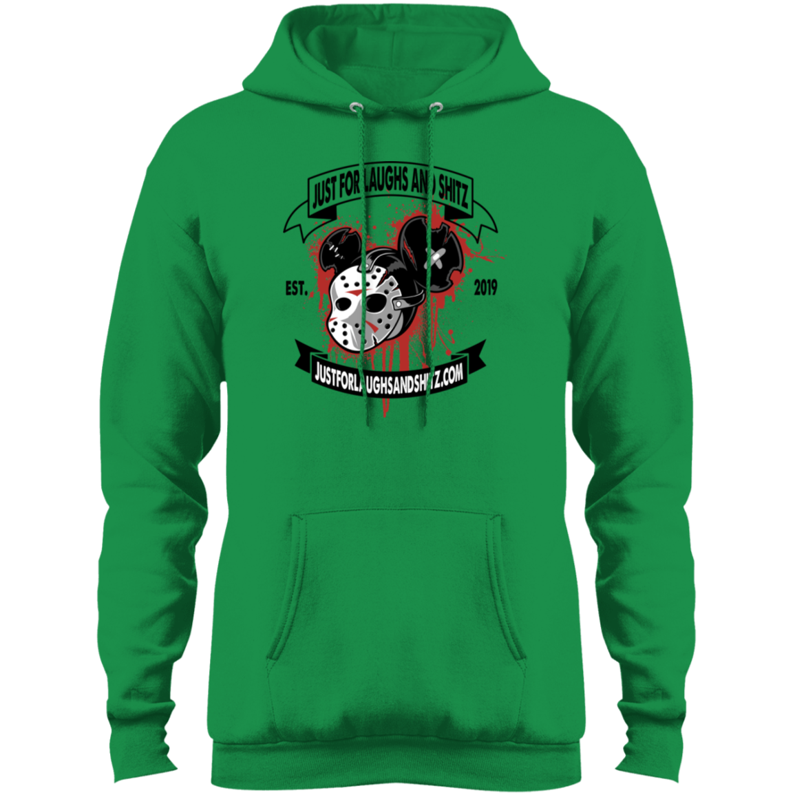 "MICKEY MASK" Mens Core Fleece Pullover Hoodie in white print