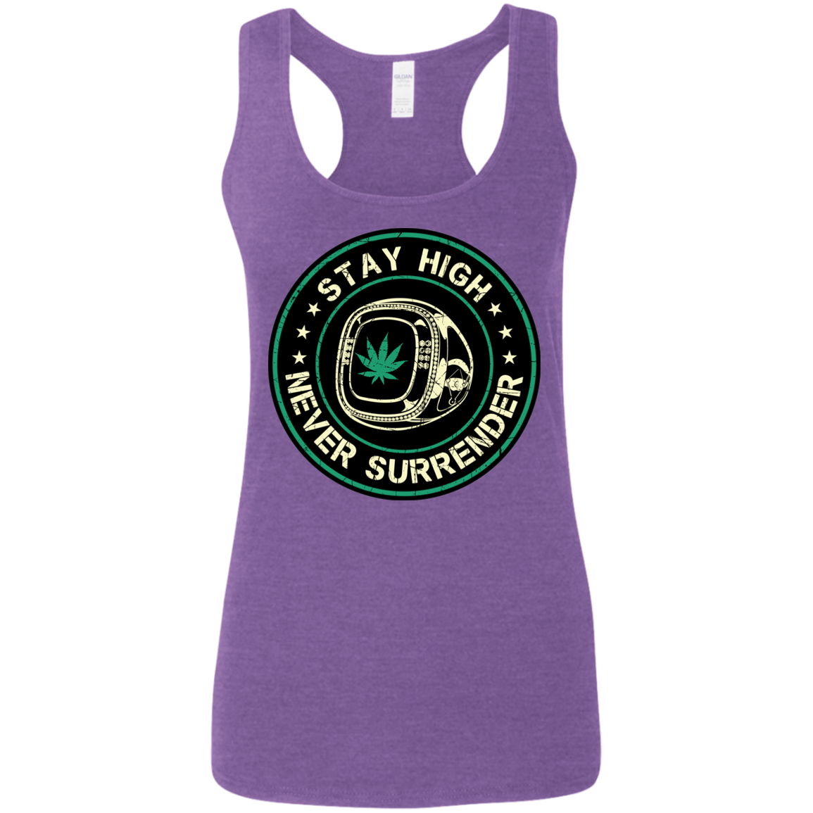 "NEVER SURRENDER" Ladies' Softstyle Racerback Tank