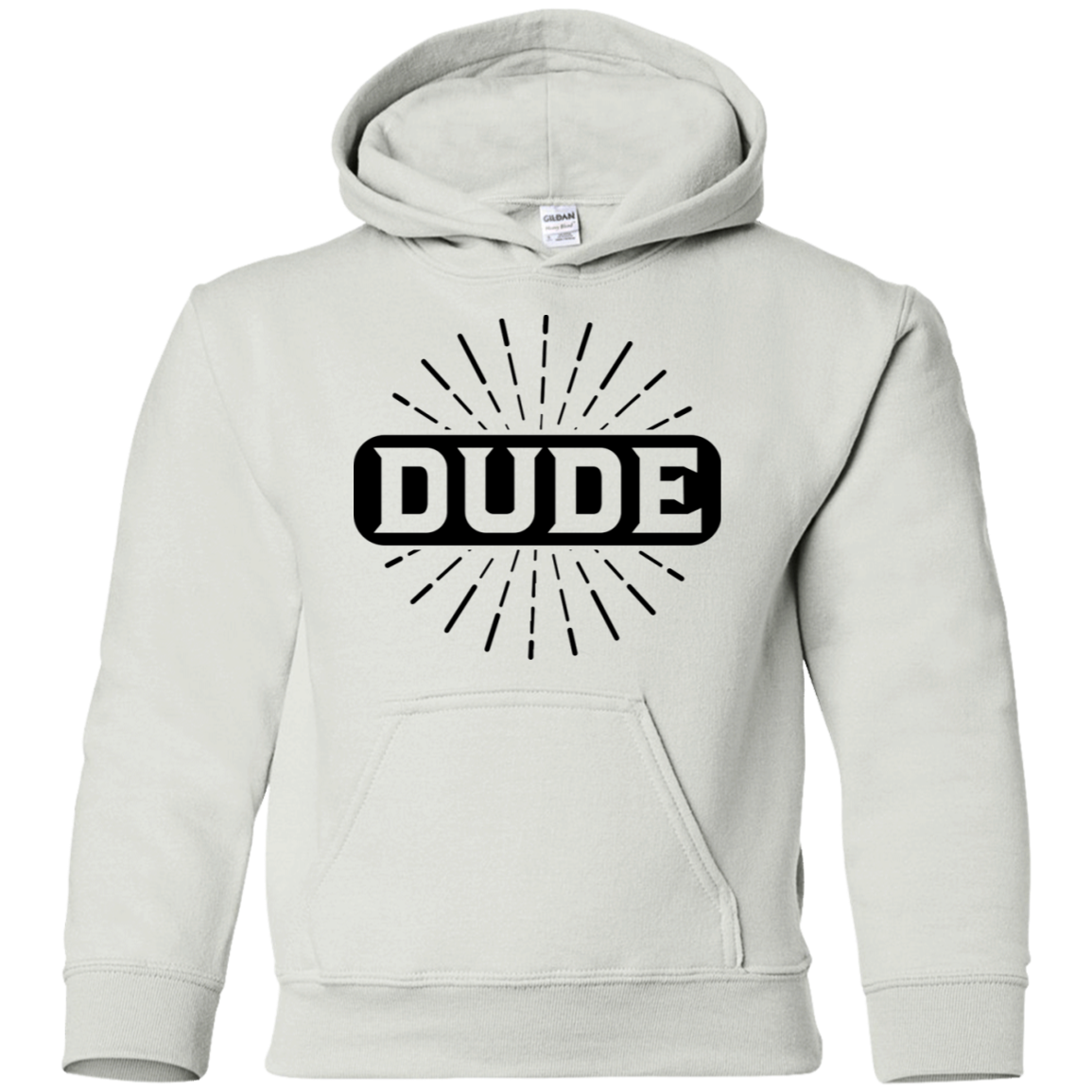 "DUDE" Youth Pullover Hoodie in black print