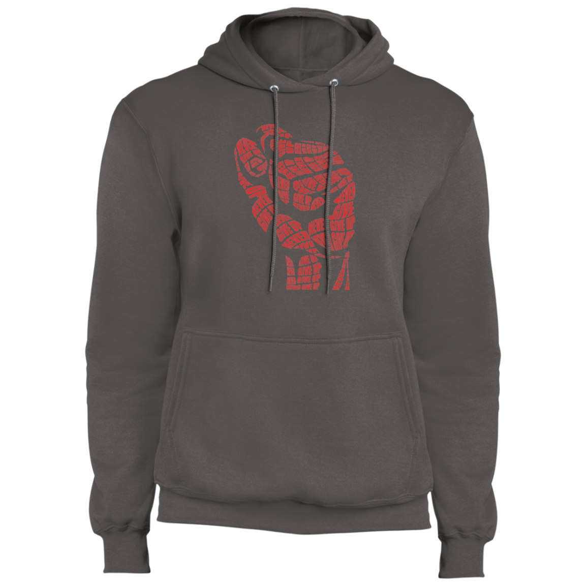 "NEVER GIVE UP" Core Fleece Pullover Hoodie