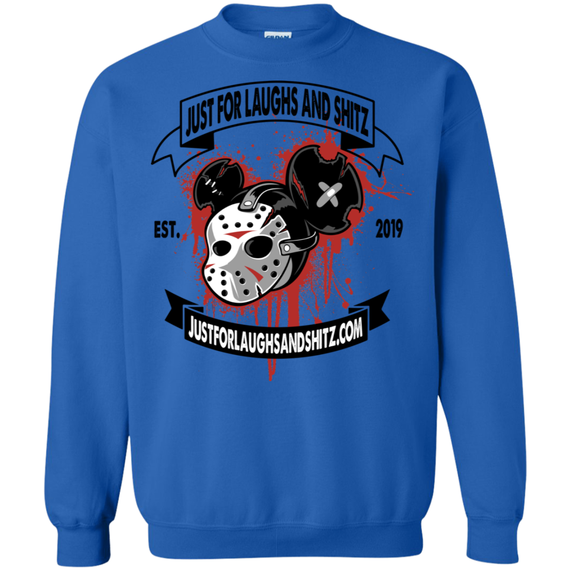 "MICKY MASK" with black banner Crewneck Pullover Sweatshirt  8 oz.