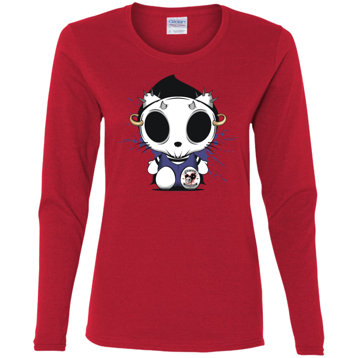 "KITTY SKULL" Ladies' Cotton LS T-Shirt