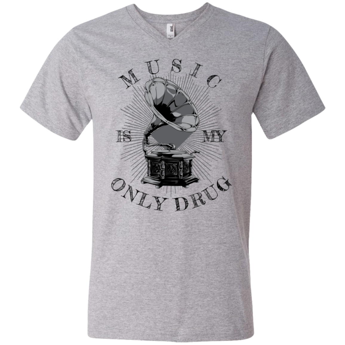 "MUSIC" Men's Printed V-Neck T-Shirt