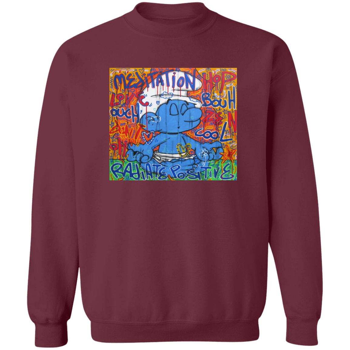 "MEDITATION SMURF" Crewneck Pullover Sweatshirt