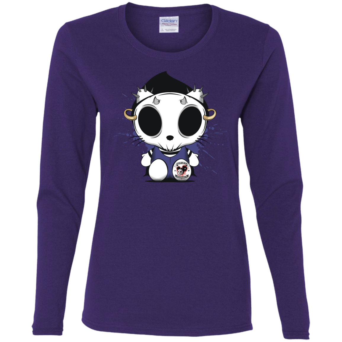 "KITTY SKULL" Ladies' Cotton LS T-Shirt