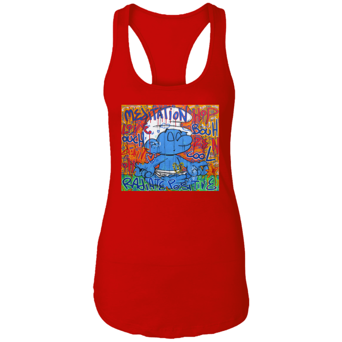 "MEDITATION SMURF" Ladies Ideal Racerback Tank