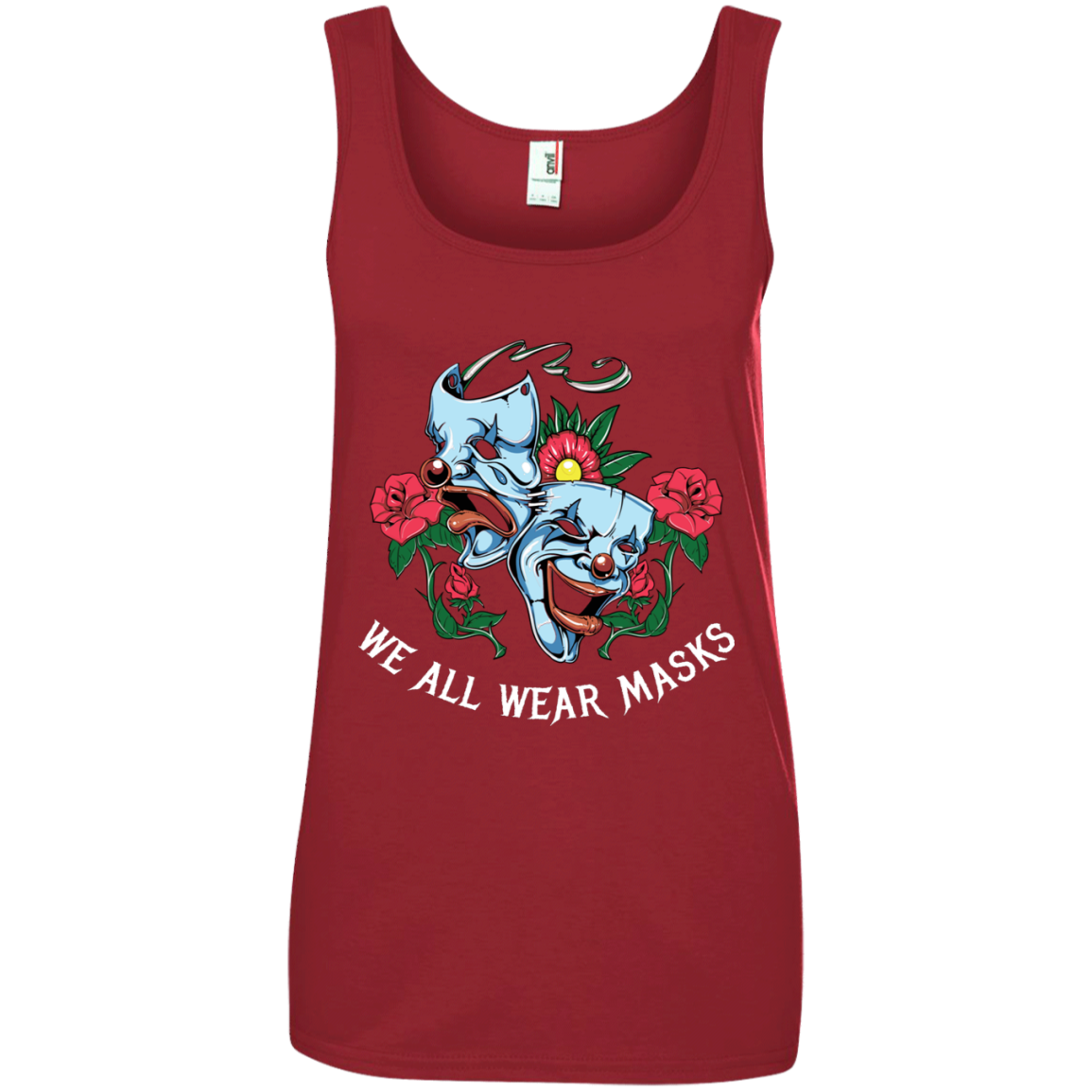 "WE ALL WEAR MASKS" Ladies' 100% Ringspun Cotton Tank Top