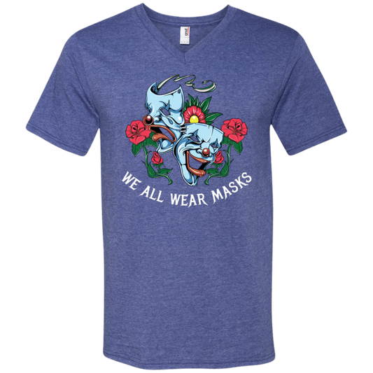 "WE ALL WEAR MASKS" Men's Printed V-Neck T-Shirt