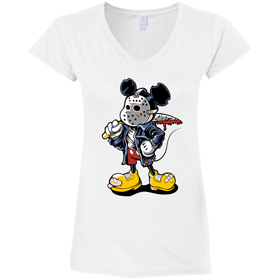 "MANIAC MICKEY" Ladies' Fitted Softstyle 4.5 oz V-Neck T-Shirt