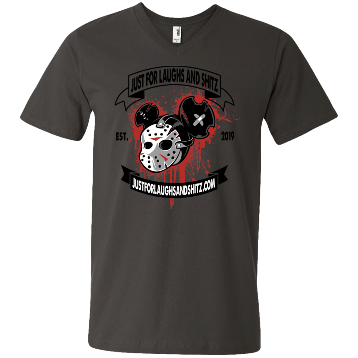 "MICKY MASK" with black logo Men's Printed V-Neck T-Shirt