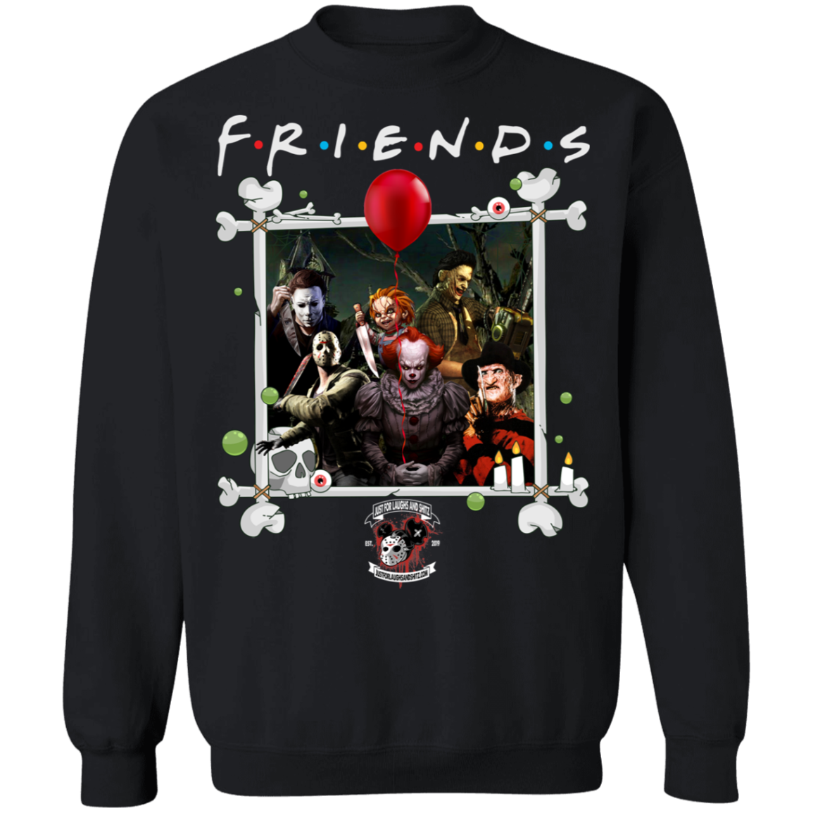 "FRIENDS IN HORROR" Crewneck Pullover Sweatshirt  8 oz.