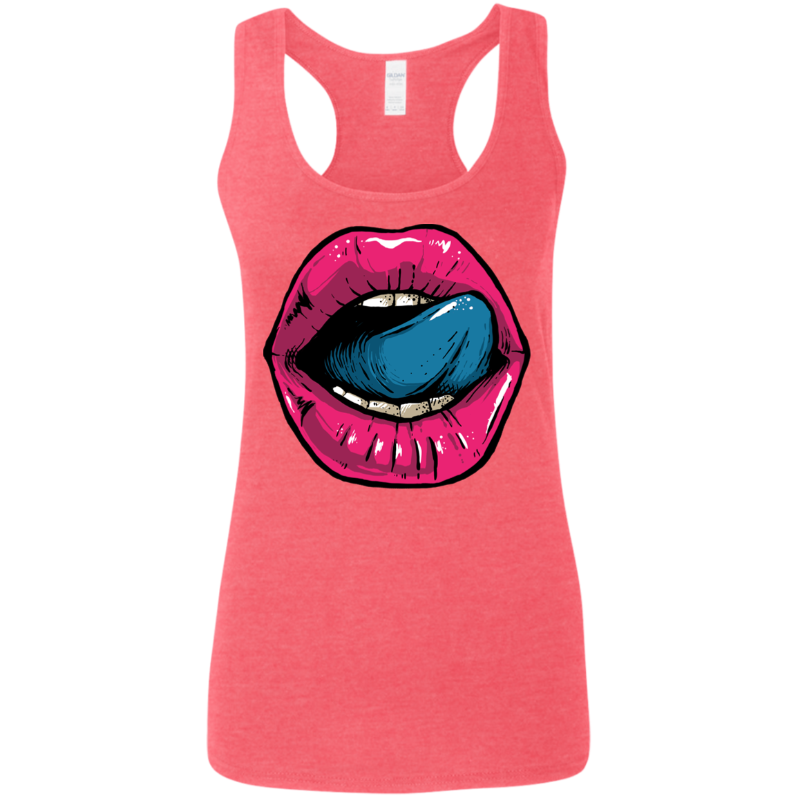 "HELLO LIPS" Ladies' Softstyle Racerback Tank