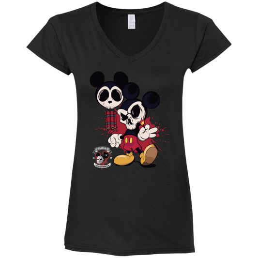 "MICKEY GO BOOM" Ladies' Fitted Softstyle 4.5 oz V-Neck T-Shirt