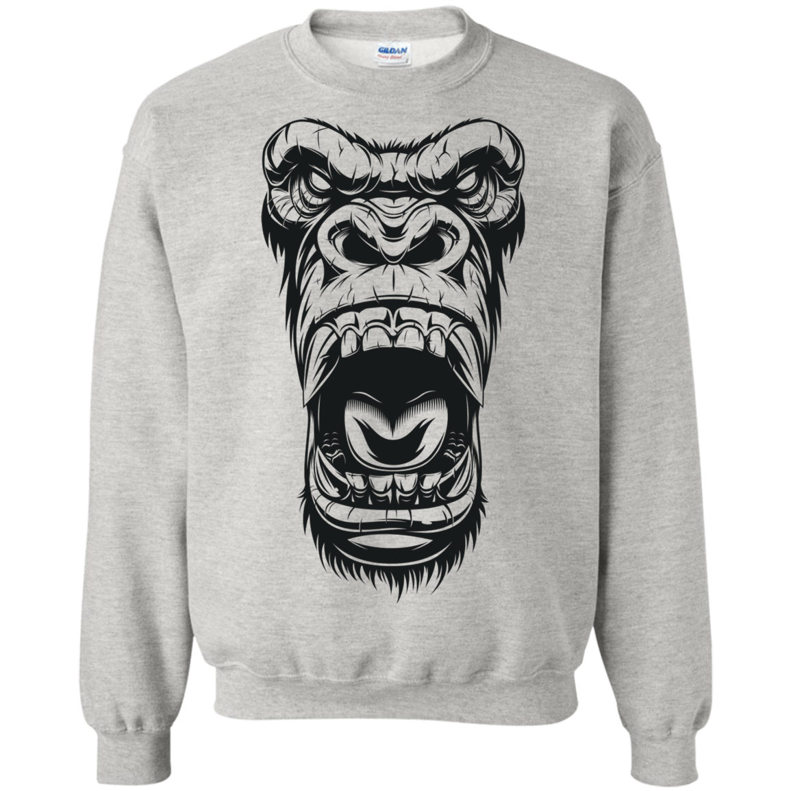 "GORILLA FACE" Crewneck Pullover Sweatshirt  8 oz.