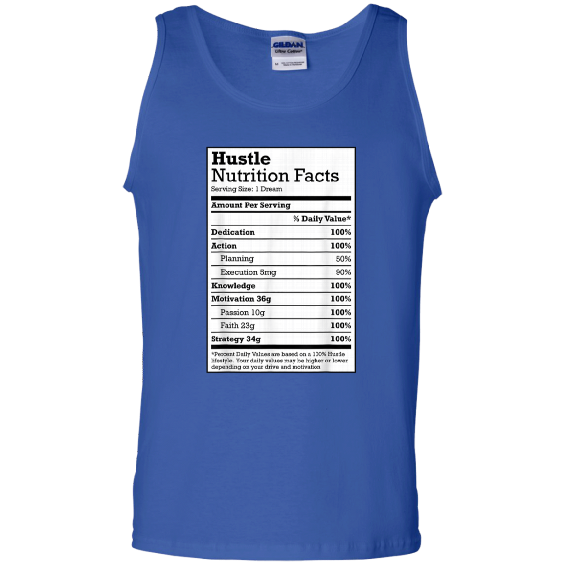 "HUSTLE NUTRITION FACTS" 100% Cotton Tank Top