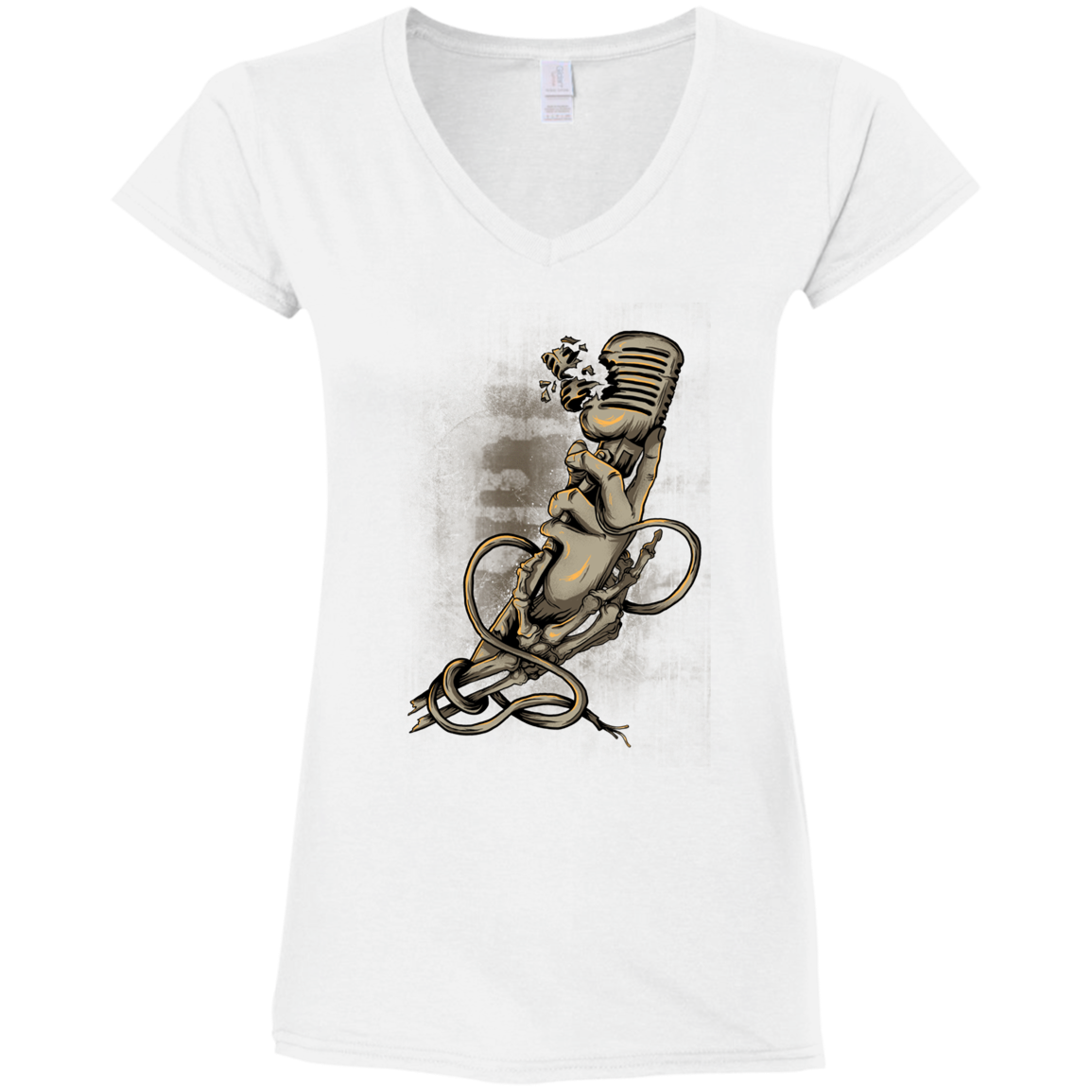 "MICROPHONE FIEND" Ladies' Fitted Softstyle 4.5 oz V-Neck T-Shirt