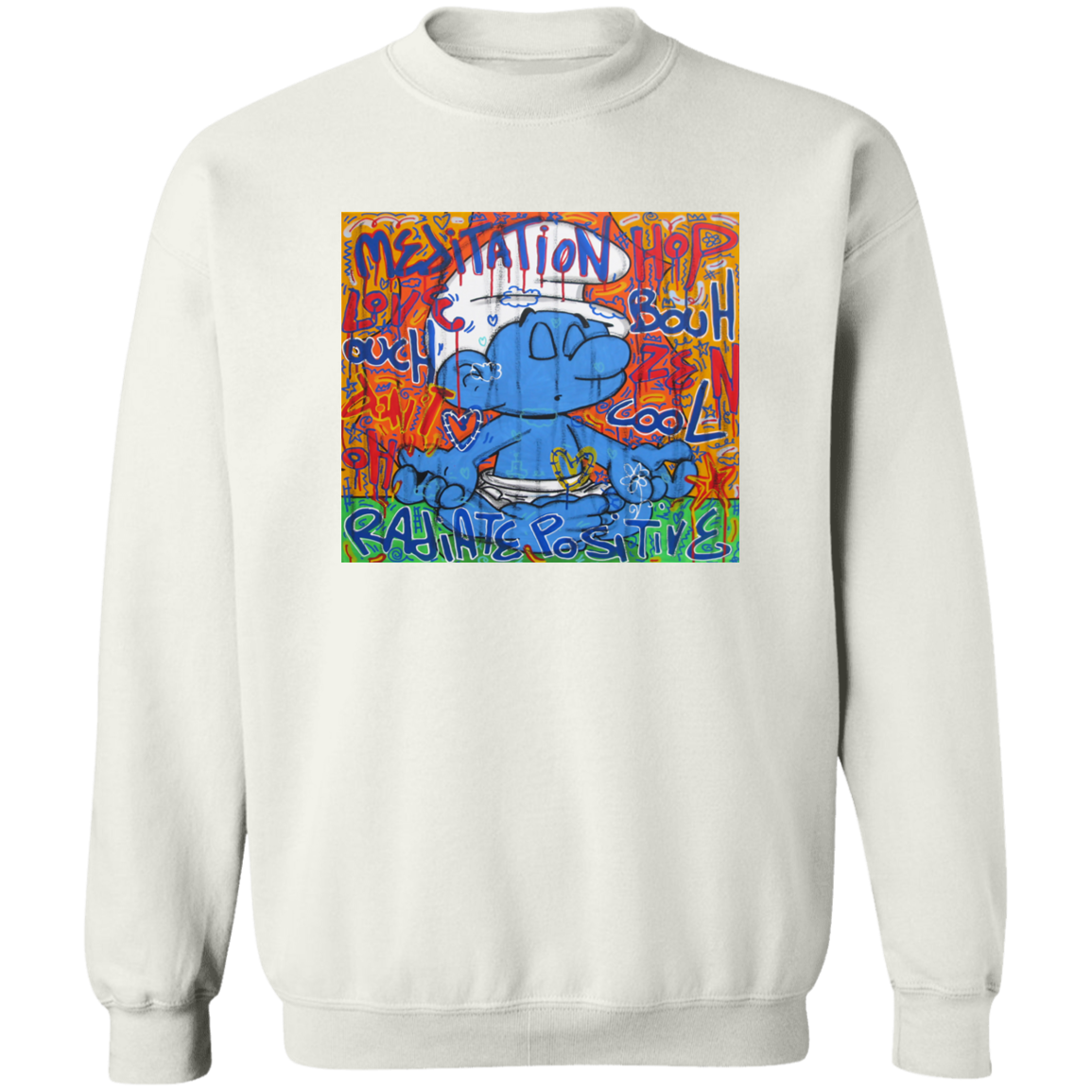 "MEDITATION SMURF" Crewneck Pullover Sweatshirt