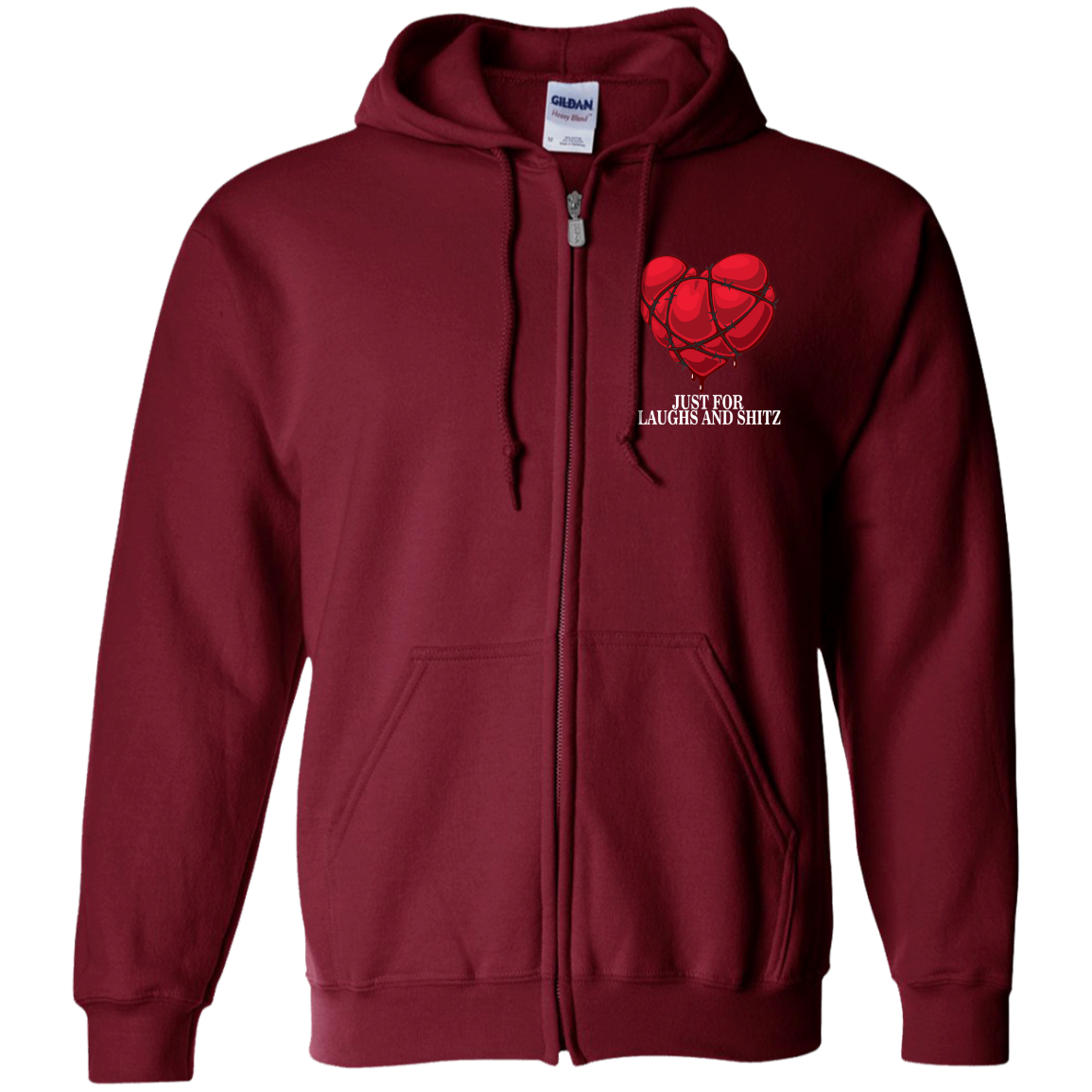 "MY BLOODY HEART" in white print Zip Up Hooded Sweatshirt