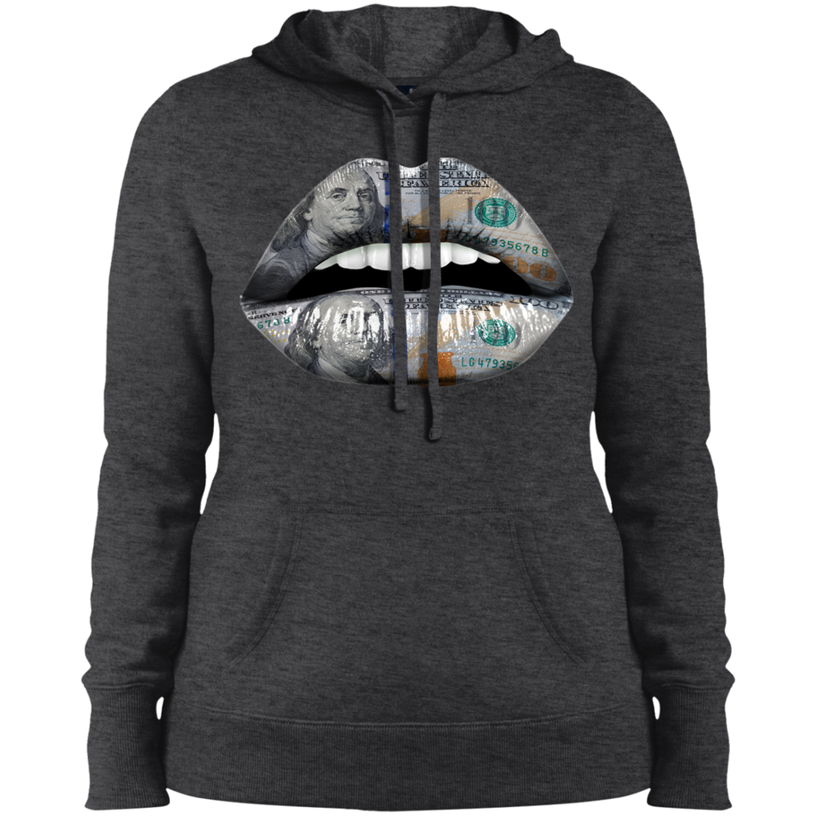 "100 DOLLAR LIPS" Ladies' Pullover Hooded Sweatshirt