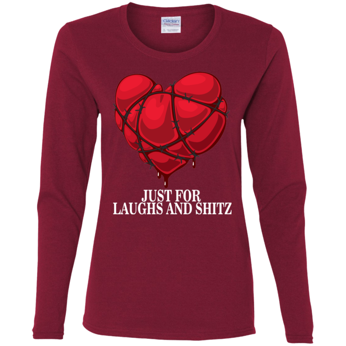 "MY BLOODY HEART" Ladies' Cotton LS T-Shirt in white print