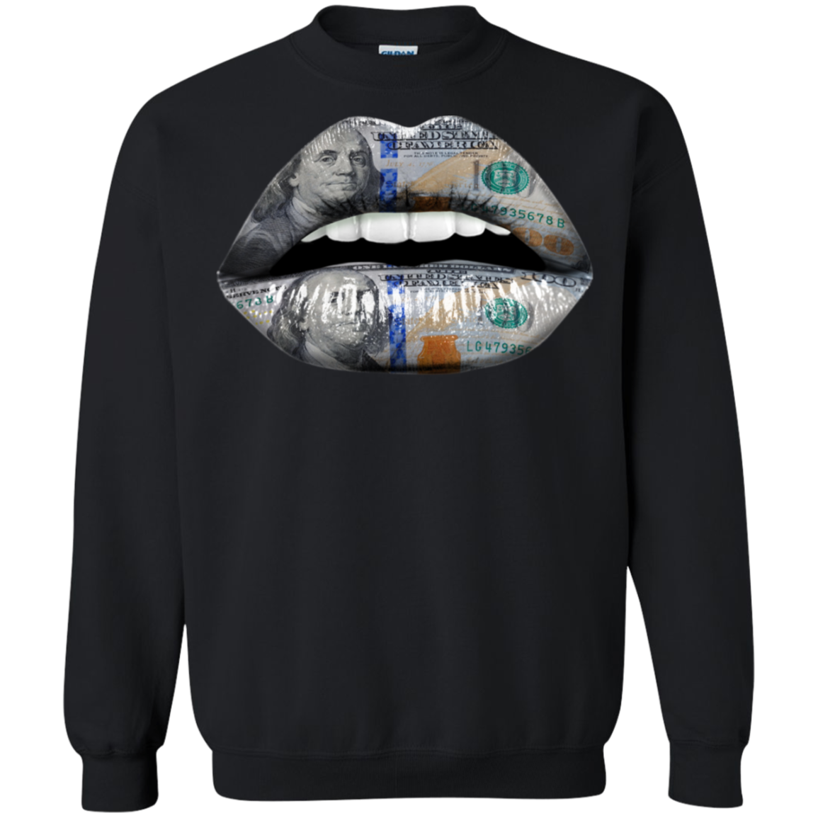 "$100 DOLLAR LIPS" Crewneck Pullover Sweatshirt  8 oz.