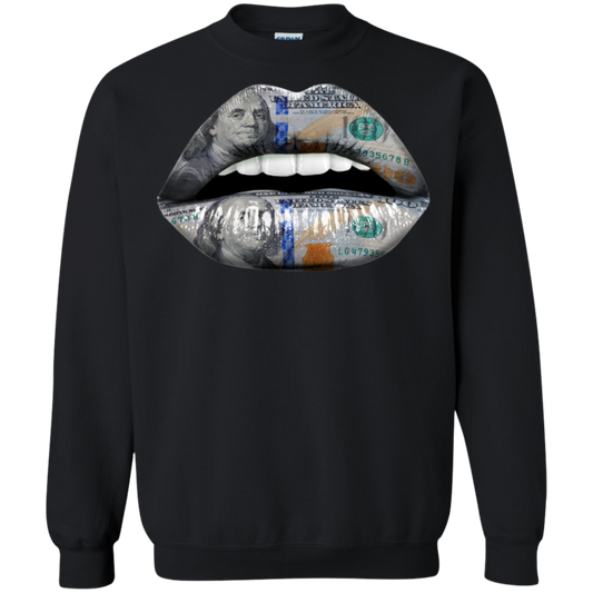 "$100 DOLLAR LIPS" Crewneck Pullover Sweatshirt  8 oz.