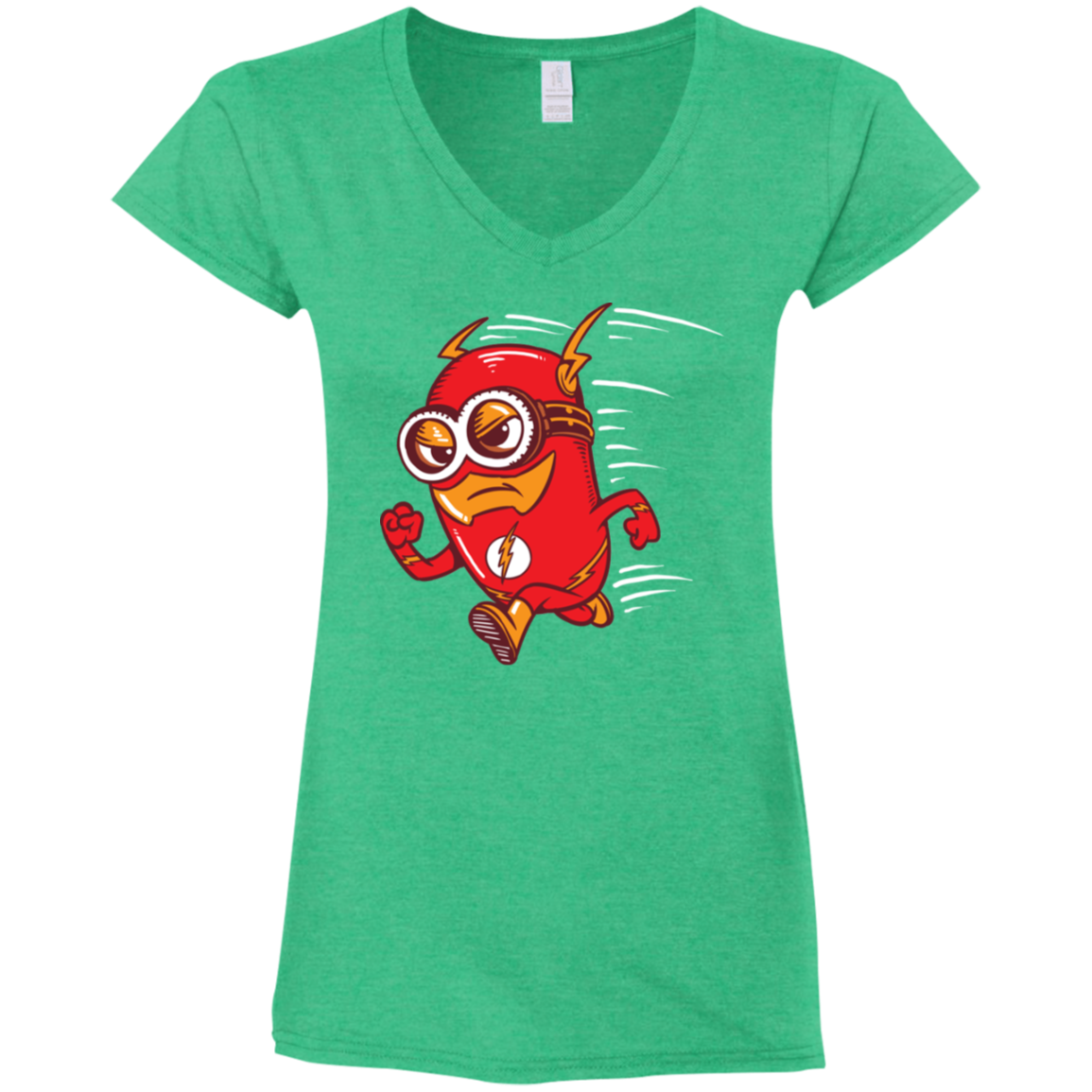 "FLASH MINION" Ladies' Fitted Softstyle 4.5 oz V-Neck T-Shirt