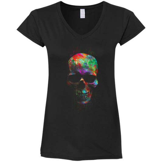 "RADIANT SKULL" Ladies' Fitted Softstyle 4.5 oz V-Neck T-Shirt