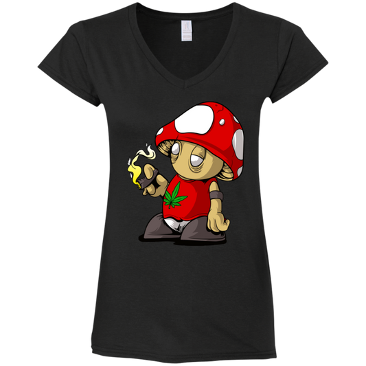 "MUSHROOM CLOUDS" Ladies' Fitted Softstyle 4.5 oz V-Neck T-Shirt