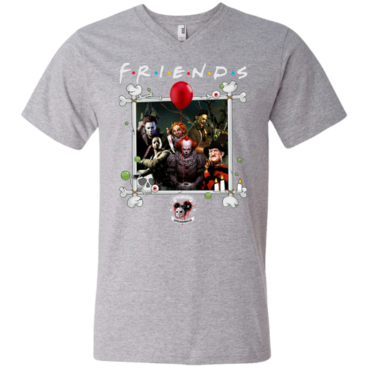 "FRIENDS IN HORROR" Men's Printed V-Neck T-Shirt