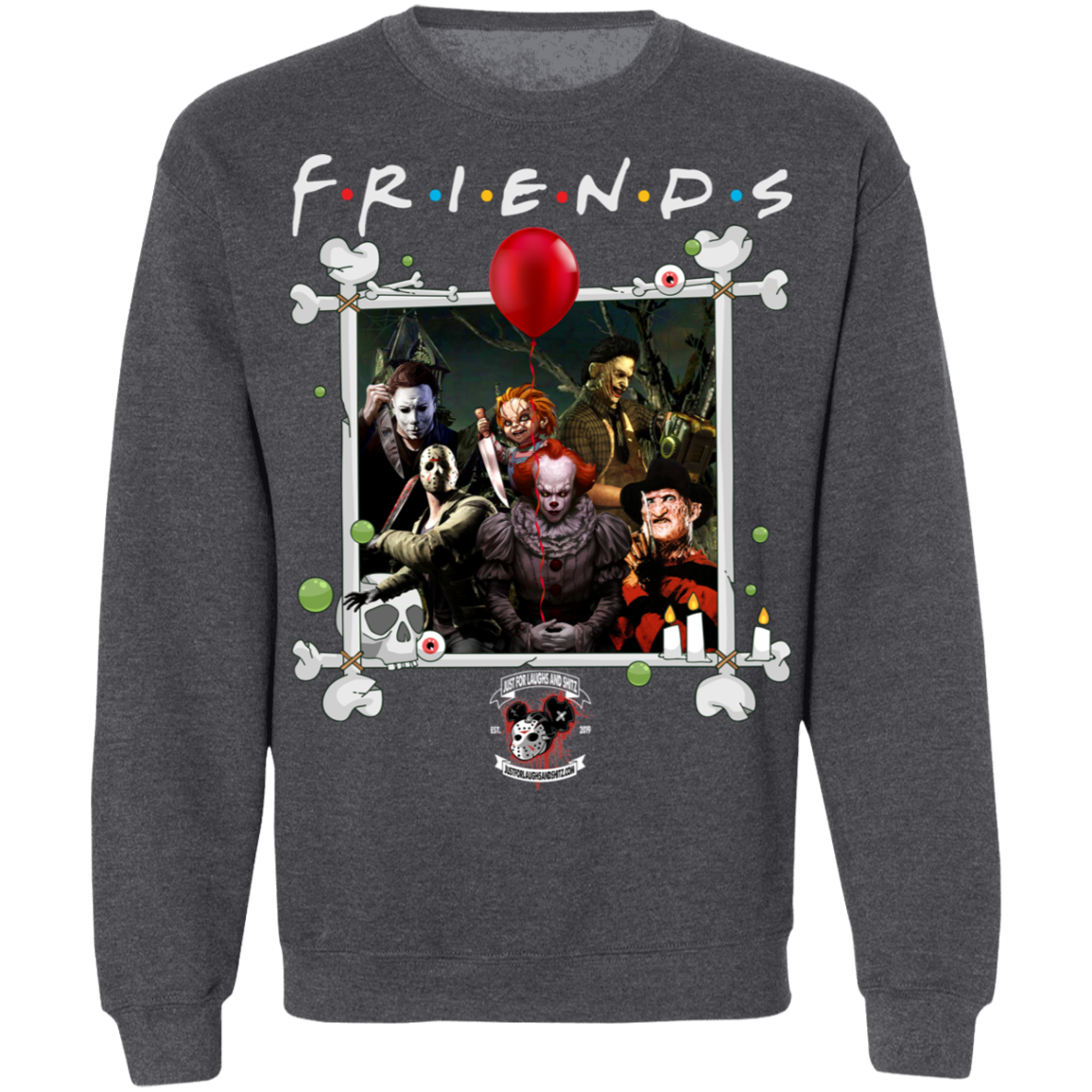 "FRIENDS IN HORROR" Crewneck Pullover Sweatshirt  8 oz.