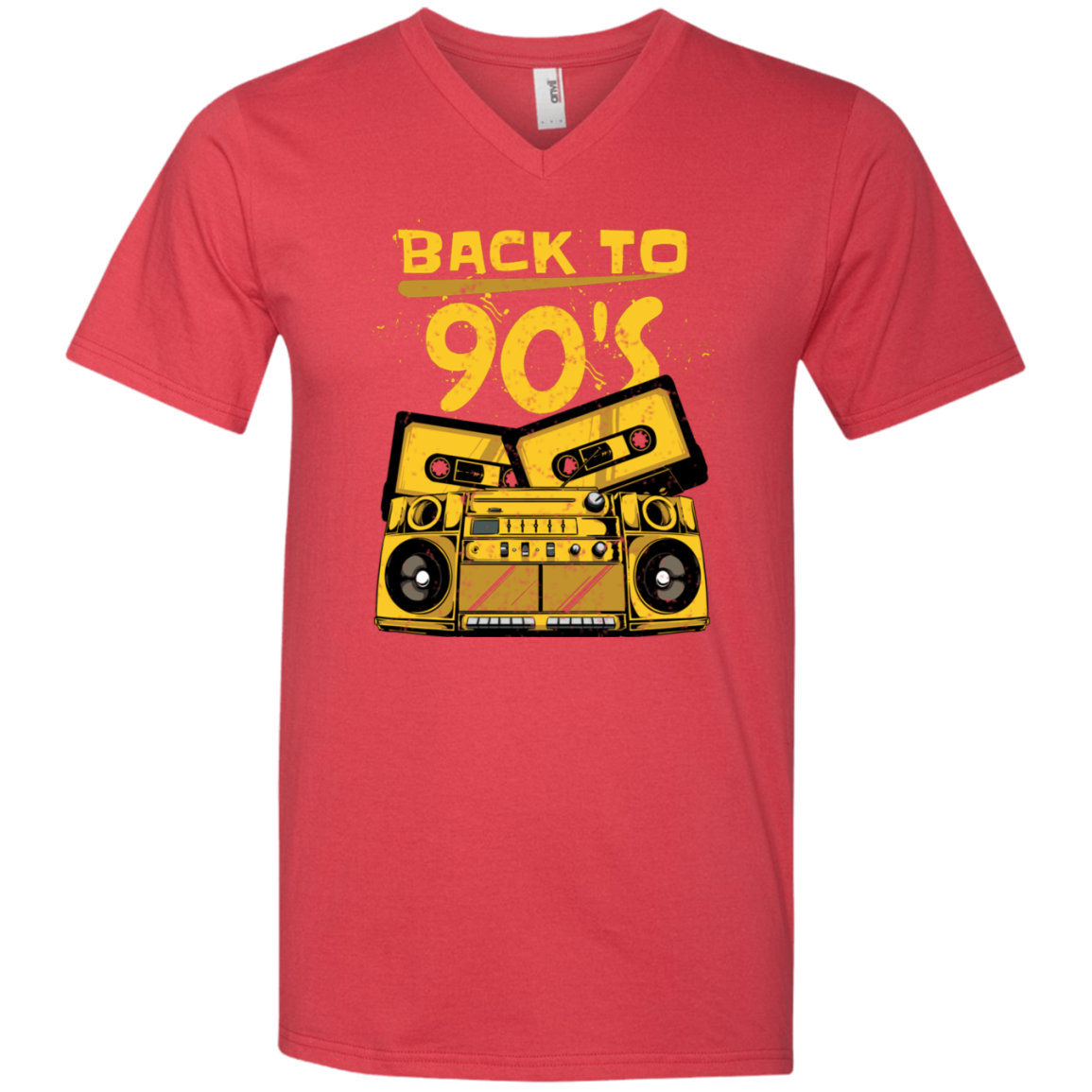 "BACK TO 90'S" Men's Printed V-Neck T-Shirt