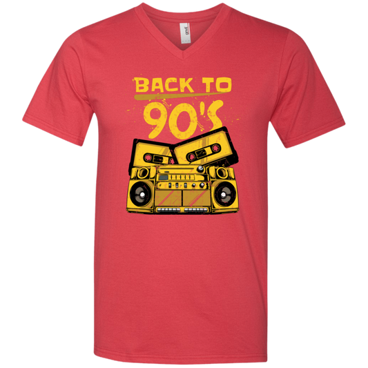 "BACK TO 90'S" Men's Printed V-Neck T-Shirt