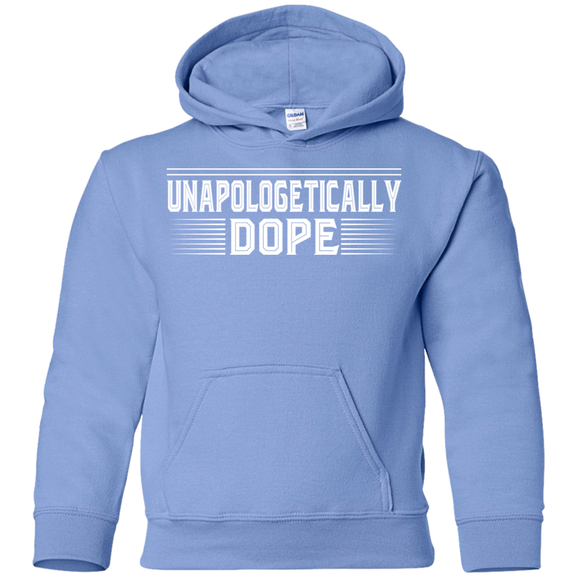 "UNAPOLOGETICALLY DOPE" Youth Pullover Hoodie in white print