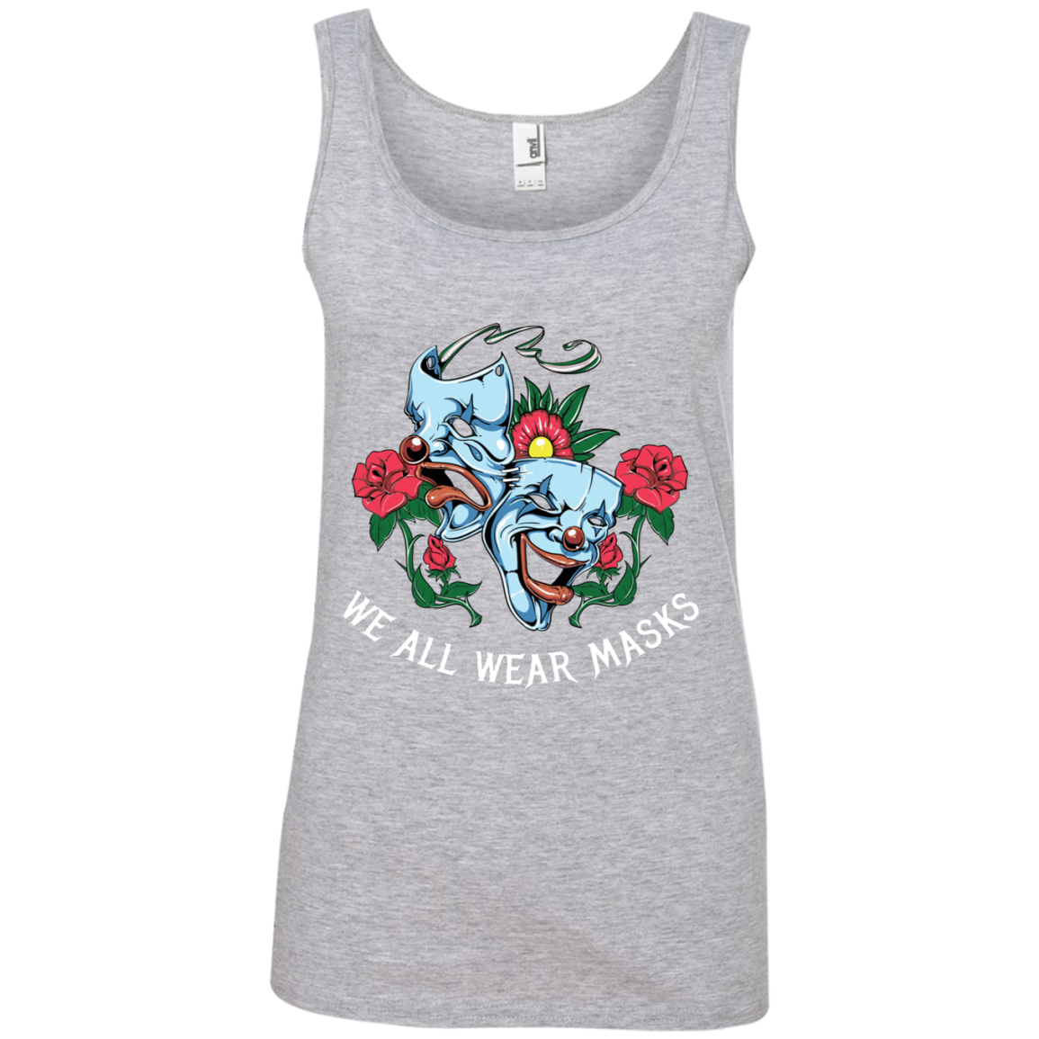 "WE ALL WEAR MASKS" Ladies' 100% Ringspun Cotton Tank Top