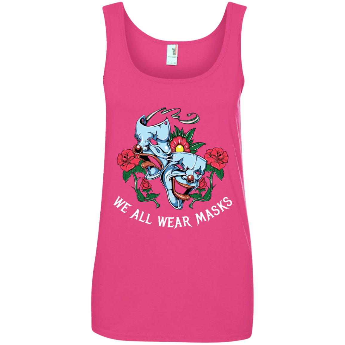 "WE ALL WEAR MASKS" Ladies' 100% Ringspun Cotton Tank Top