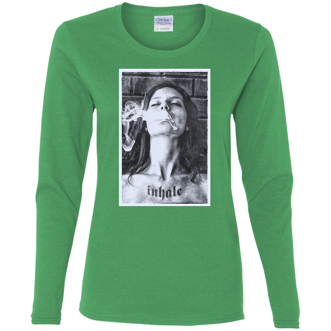 'INHALE" Ladies' Cotton LS T-Shirt