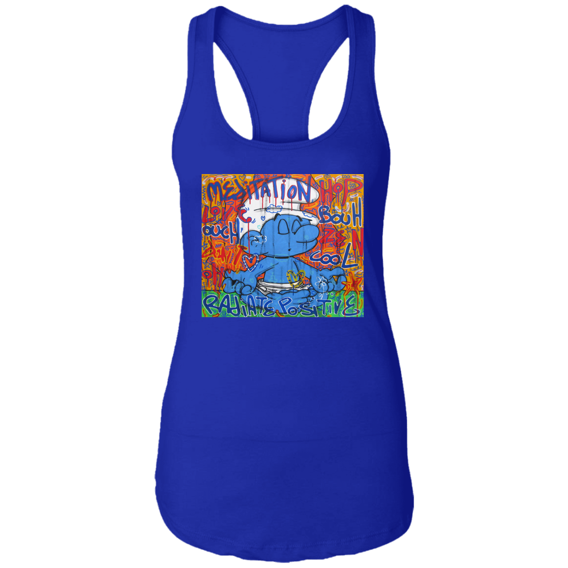 "MEDITATION SMURF" Ladies Ideal Racerback Tank