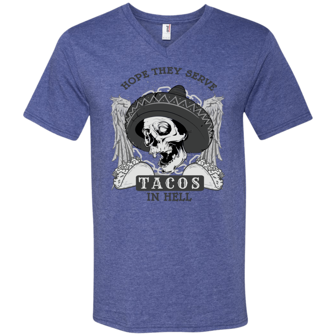 "TACOS IN HELL" Men's Printed V-Neck T-Shirt