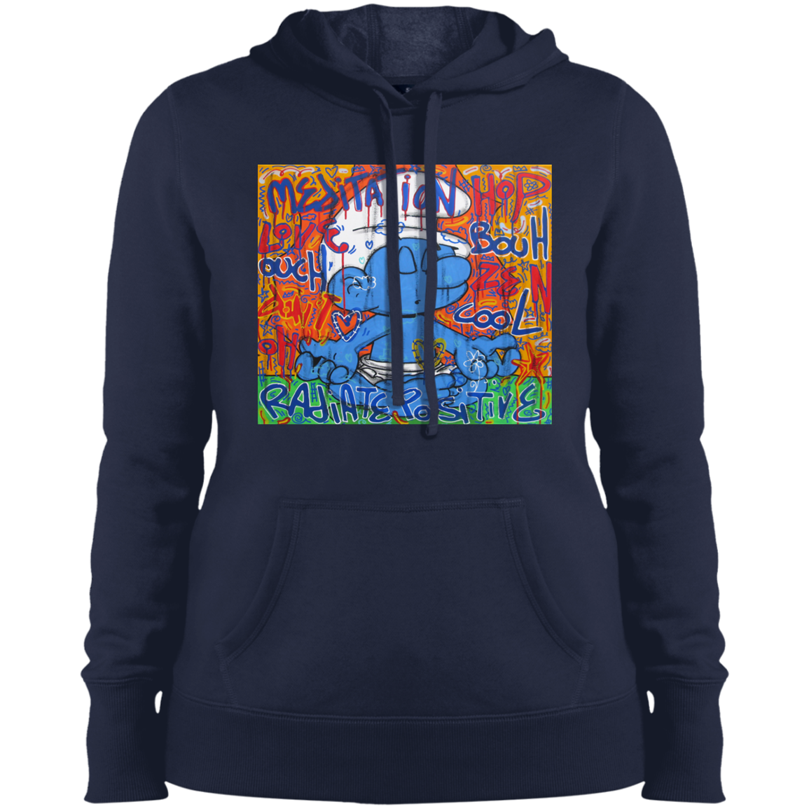 "MEDITATION SMURF" Ladies' Pullover Hooded Sweatshirt