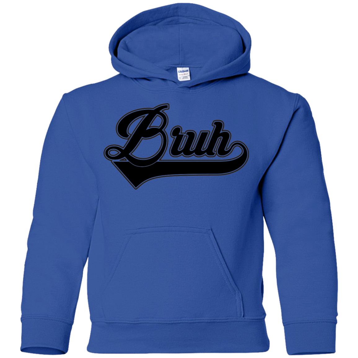 "BRUH" Youth Pullover Hoodie in black print